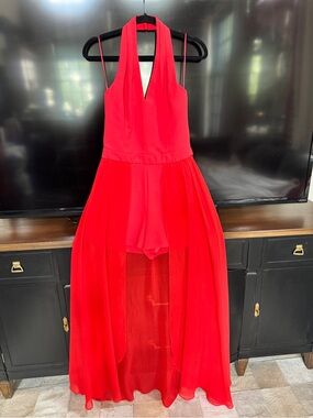 Trina Turk Red Dress with Clean Neckline